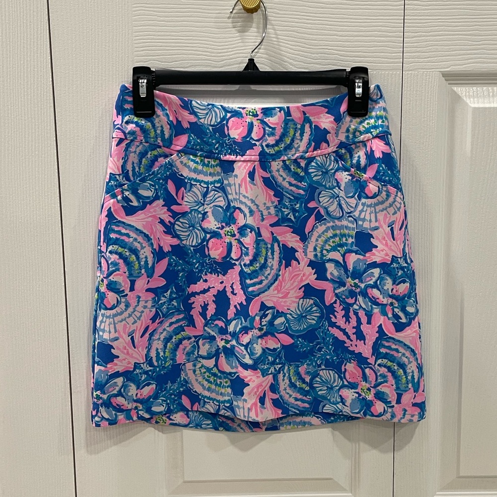 Lilly Pulitzer Blue and Pink Floral Mini Skirt